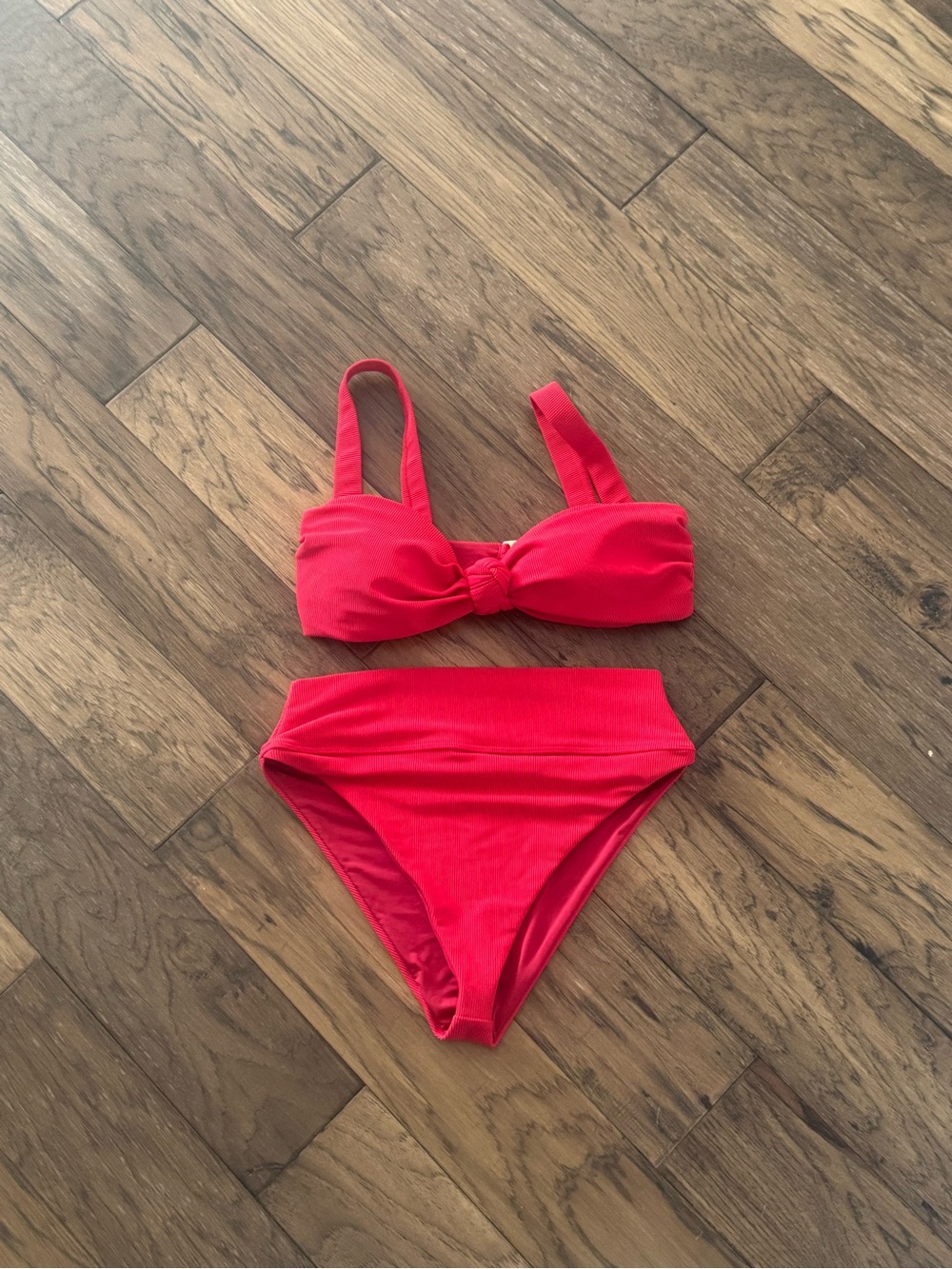 Beach Riot Red Ribbed High-Waist Bikini Set - Picture 2 of 6